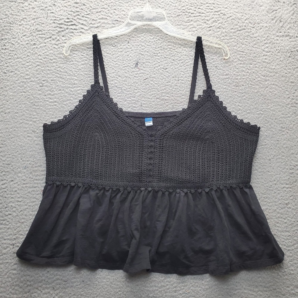 Lot of 2 Old Navy Crop Tank Top Womens 2X Multicolor Crochet Bodice Flowing Hem - Picture 8 of 13